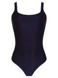 Hapuna Blue Plain Square-Neck Striped Swimsuit