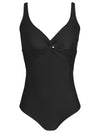 Adriana Black Plain Twisted Detail Swimsuit