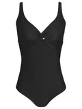 Adriana Black Plain Twisted Detail Swimsuit