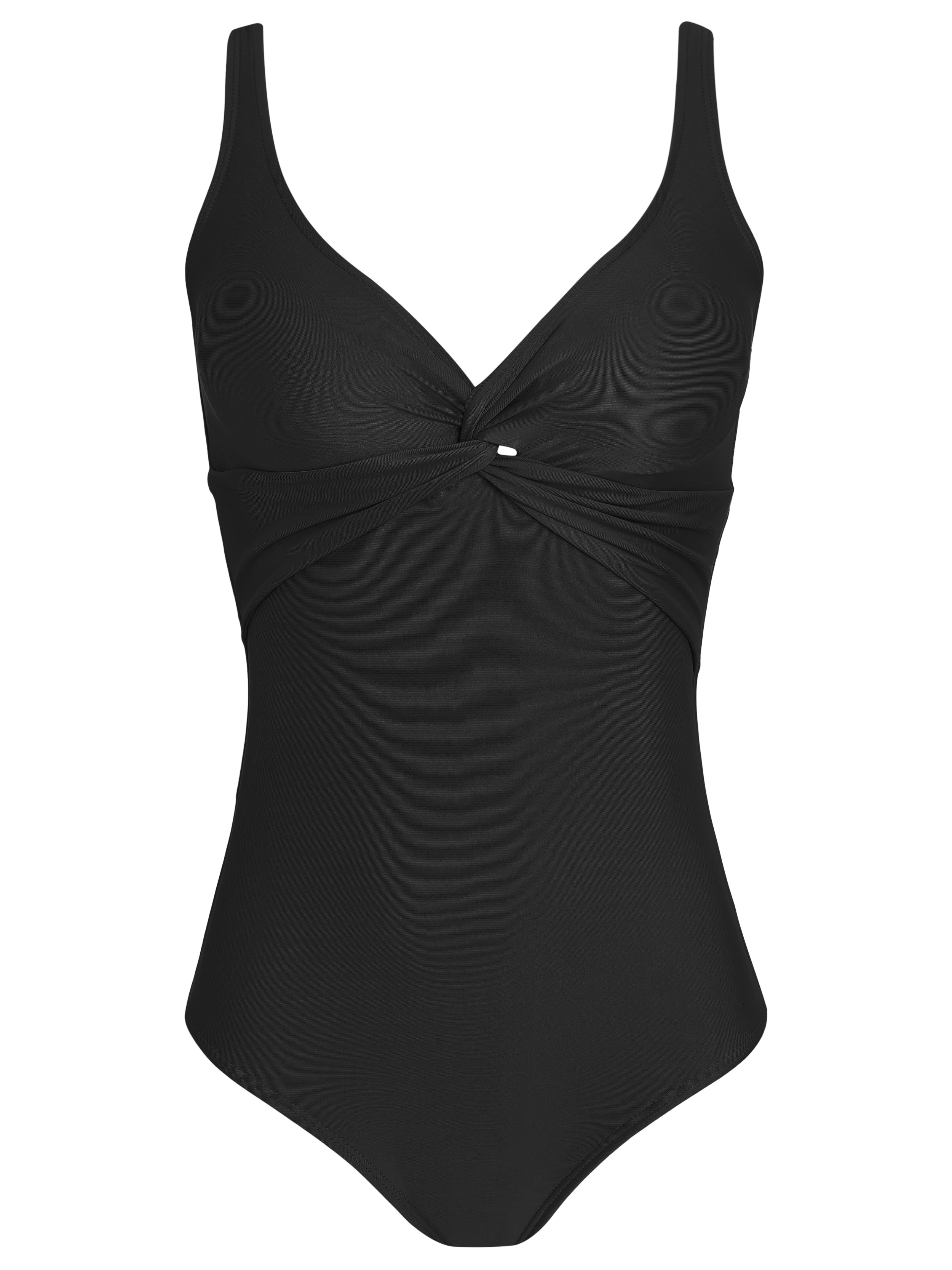 Adriana Black Plain Twisted Detail Swimsuit