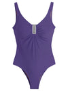 Mirassol Purple Plain Twisted Detail Swimsuit