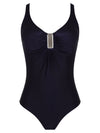 Mirassol Black Plain Twisted Detail Swimsuit