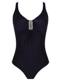 Mirassol Black Plain Twisted Detail Swimsuit