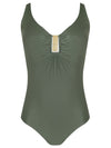 Mirassol Green Plain Twisted Detail Swimsuit
