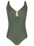 Mirassol Green Plain Twisted Detail Swimsuit