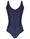 Laila Blue Plain V-neck Swimsuit