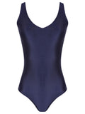 Laila Blue Plain V-neck Swimsuit