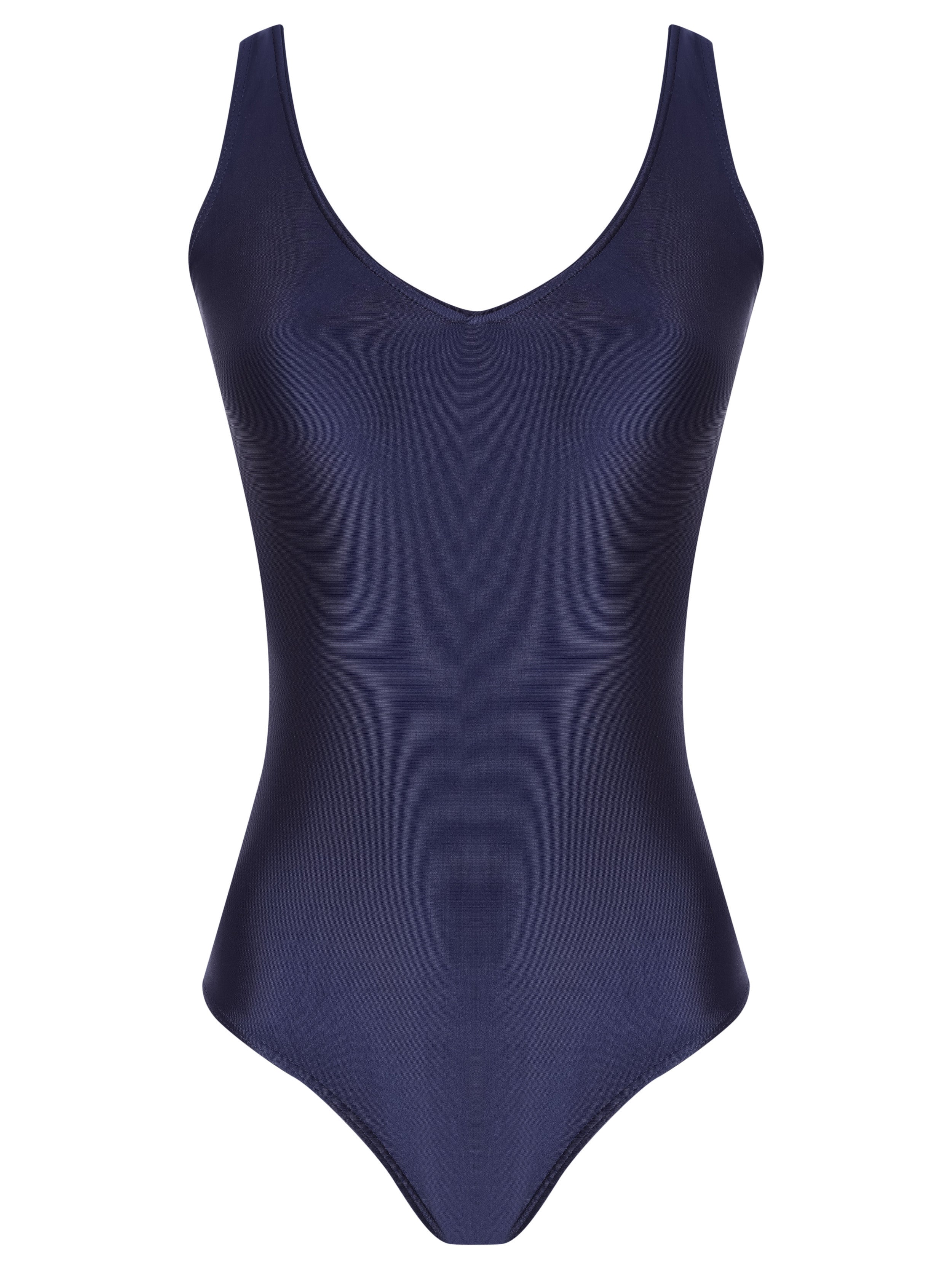 Laila Blue Plain V-neck Swimsuit