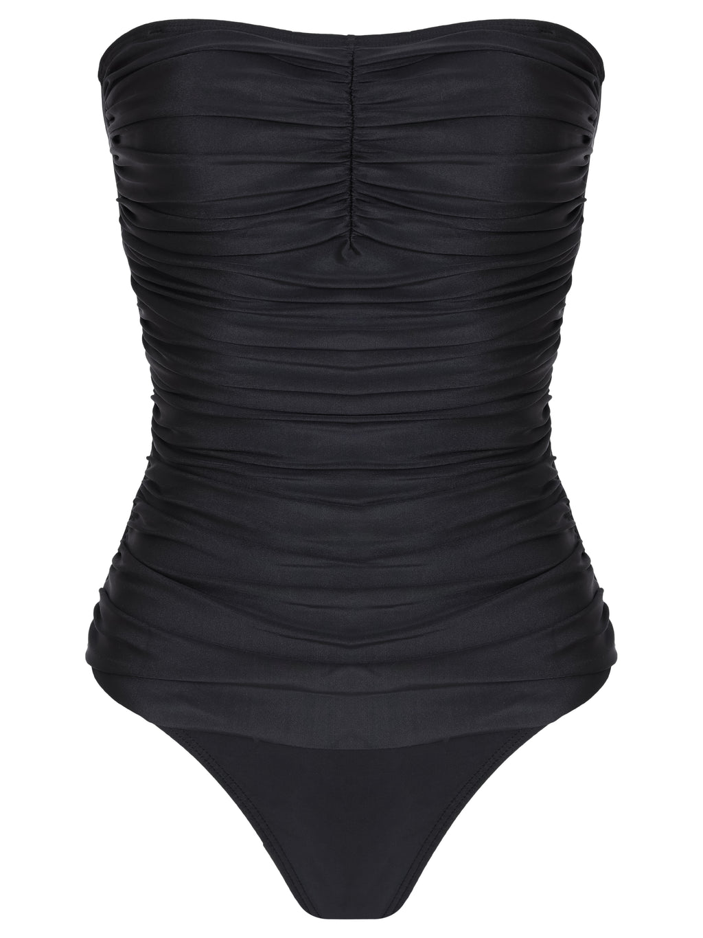 Melissa Black Plain Ruched Strapless Swimsuit