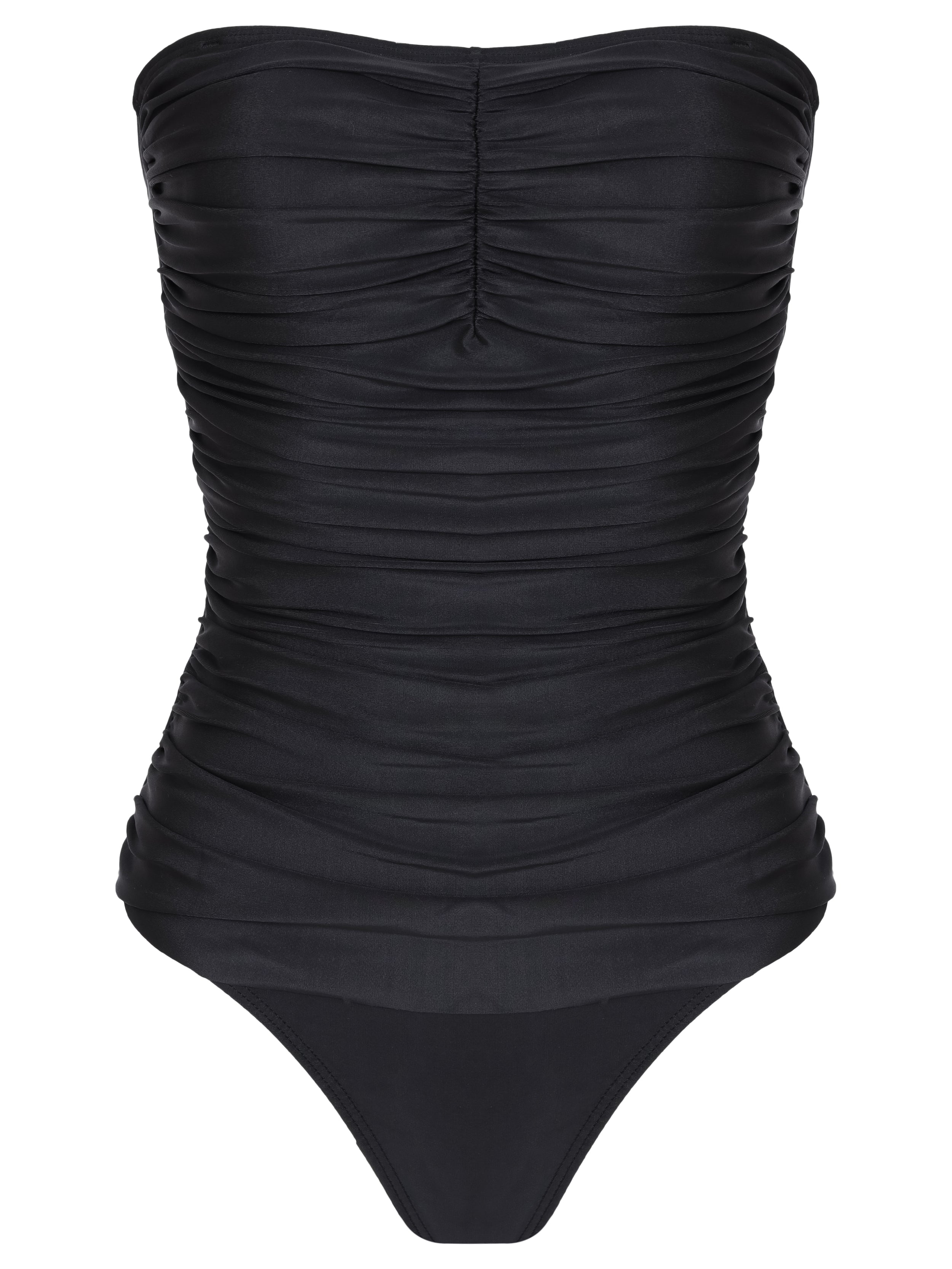 Melissa Black Plain Ruched Strapless Swimsuit