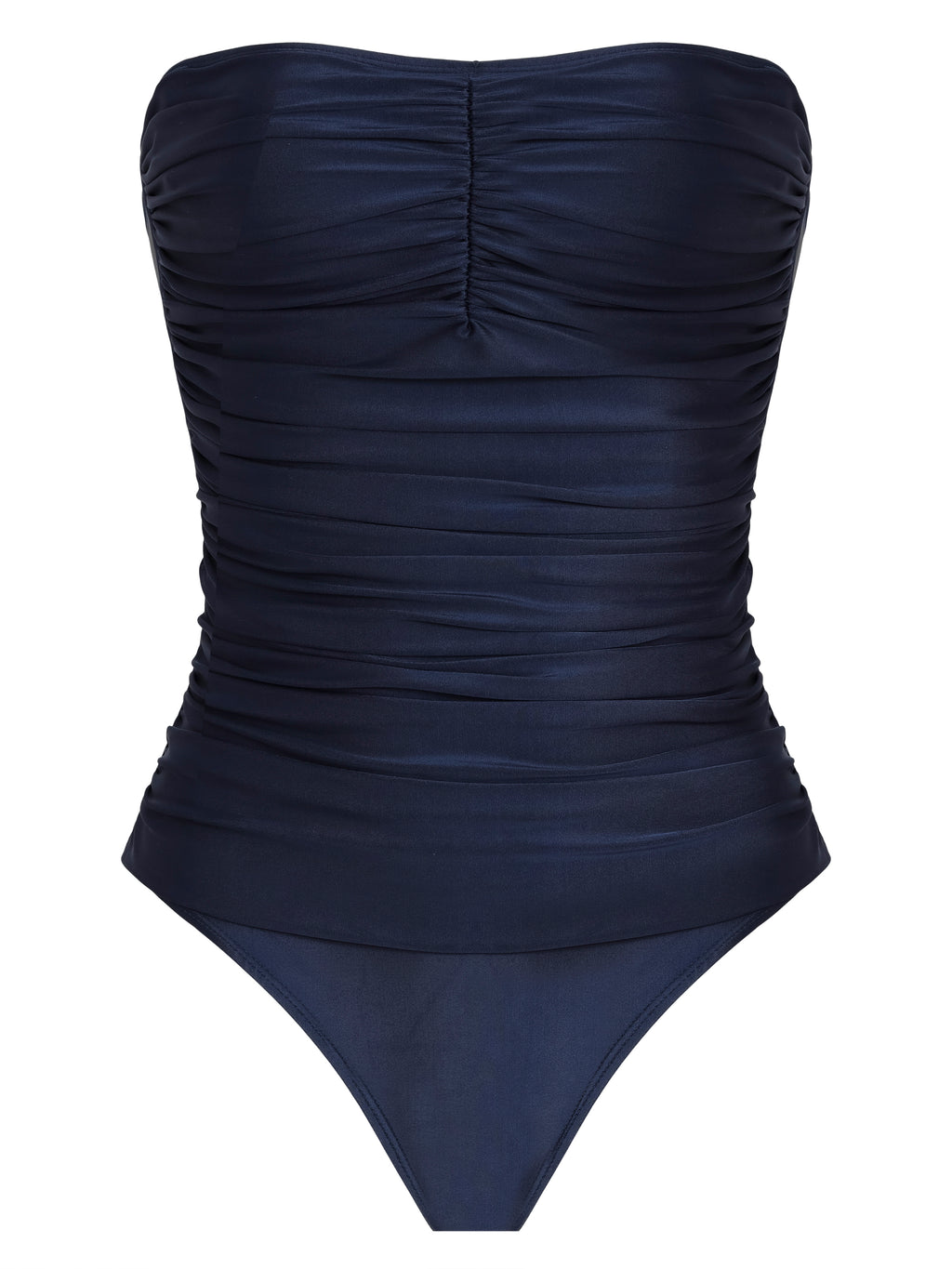 Melissa Blue Plain Ruched Strapless Swimsuit