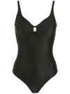 Roberta Black Plain Open-Back Swimsuit