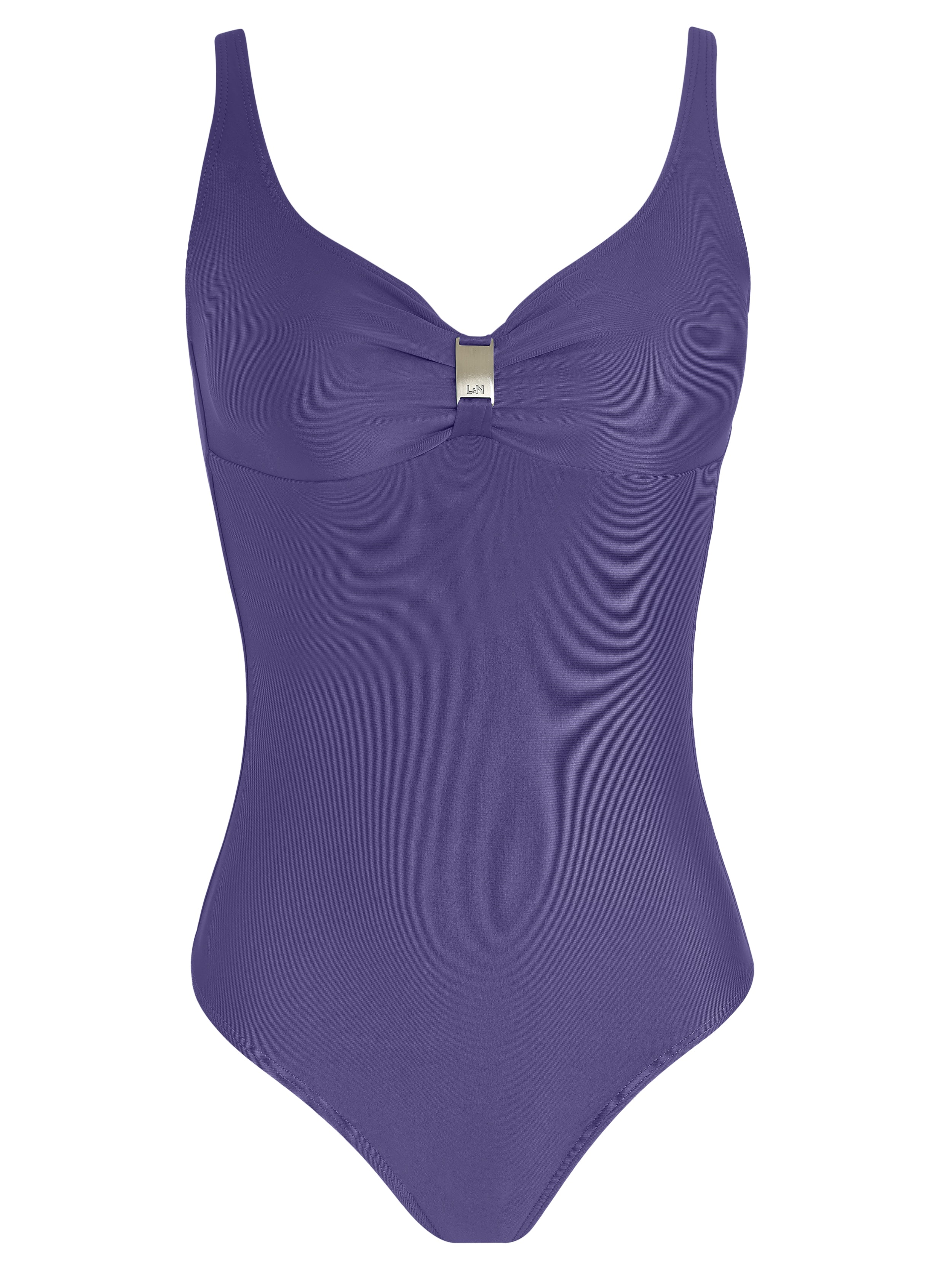 Roberta Purple Plain Open-Back Swimsuit