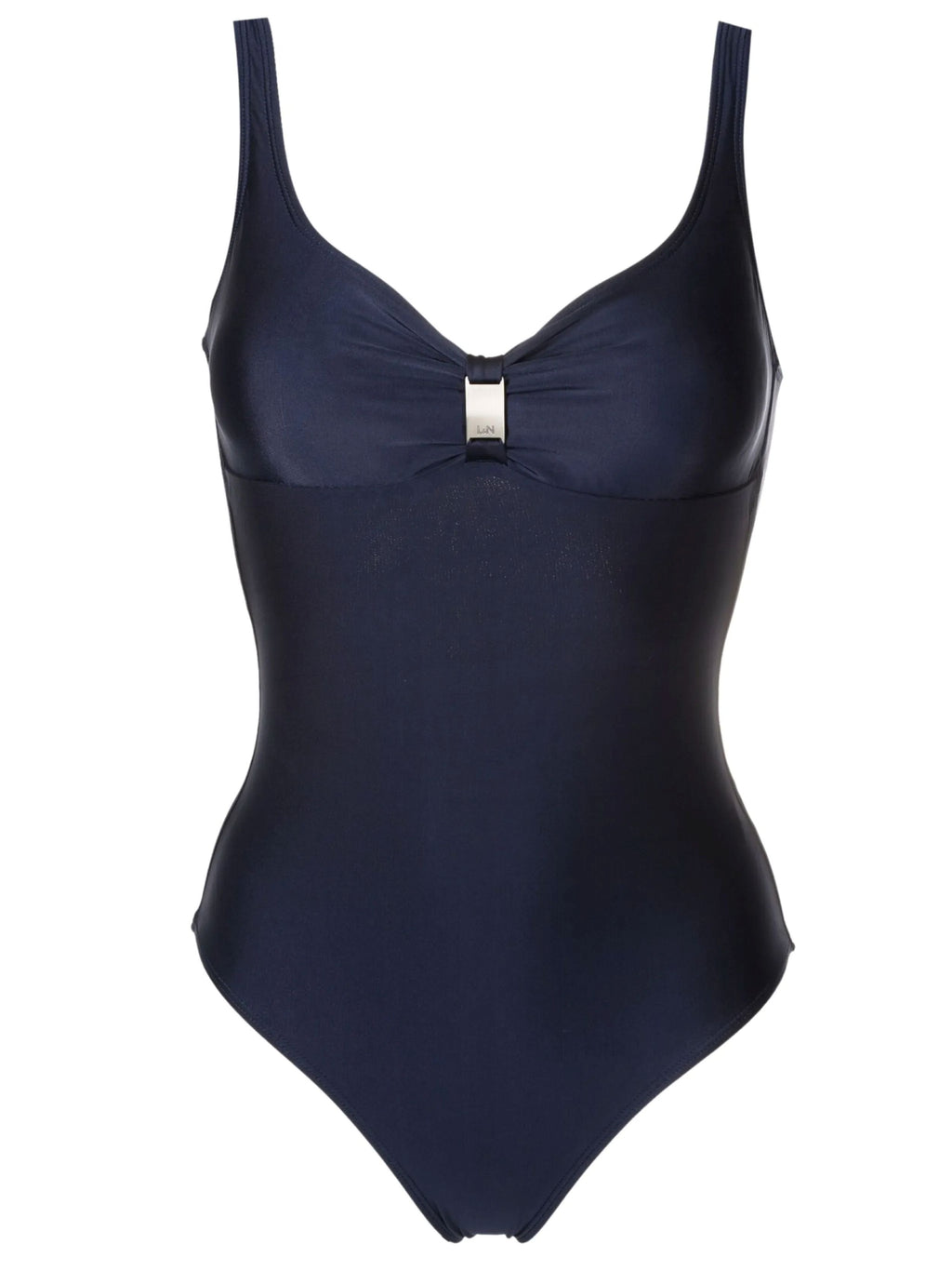 Roberta Blue Plain Open-Back Swimsuit