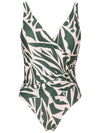 Maisa Abstract-Print Draped Open-Back Swimsuit Maori