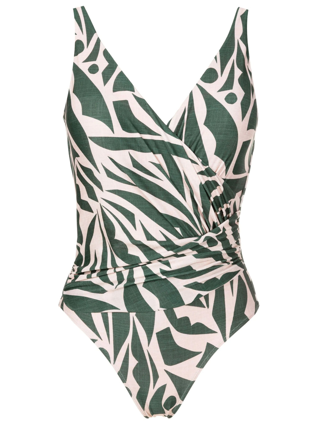 Maisa Abstract-Print Striped Draped Open-Back Swimsuit