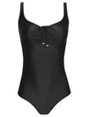 Rosa Black Plain Adjustable Neckline Swimsuit