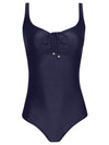 Rosa Blue Plain Adjustable Neckline Swimsuit