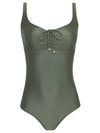 Rosa Green Plain Adjustable Neckline Swimsuit