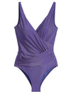 Maisa Purple Plain Draped Open-Back Swimsuit