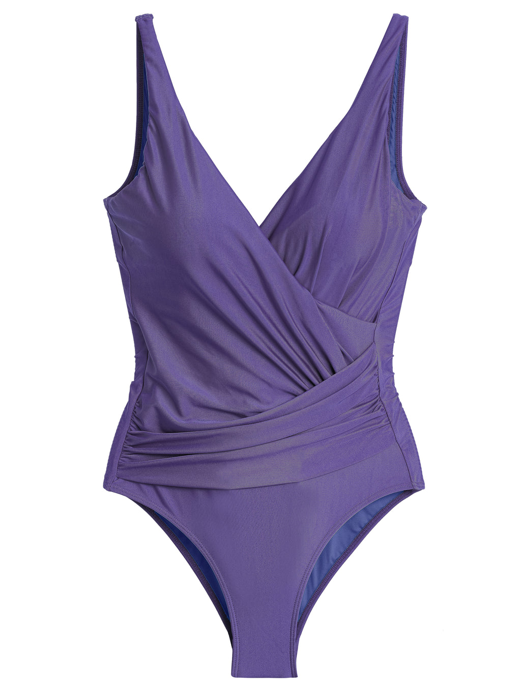 Maisa Purple Plain Draped Open-Back Swimsuit
