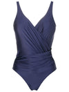 Maisa Blue Plain Draped Open-Back Swimsuit
