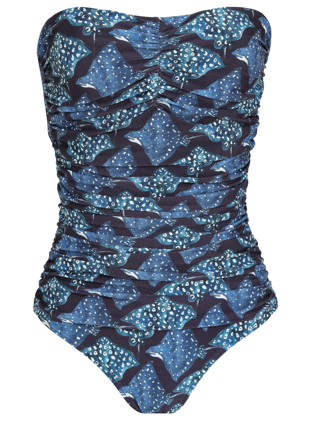 Melissa Stingrays-Print Ruched Strapless Swimsuit