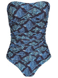 Melissa Stingrays-Print Ruched Strapless Swimsuit