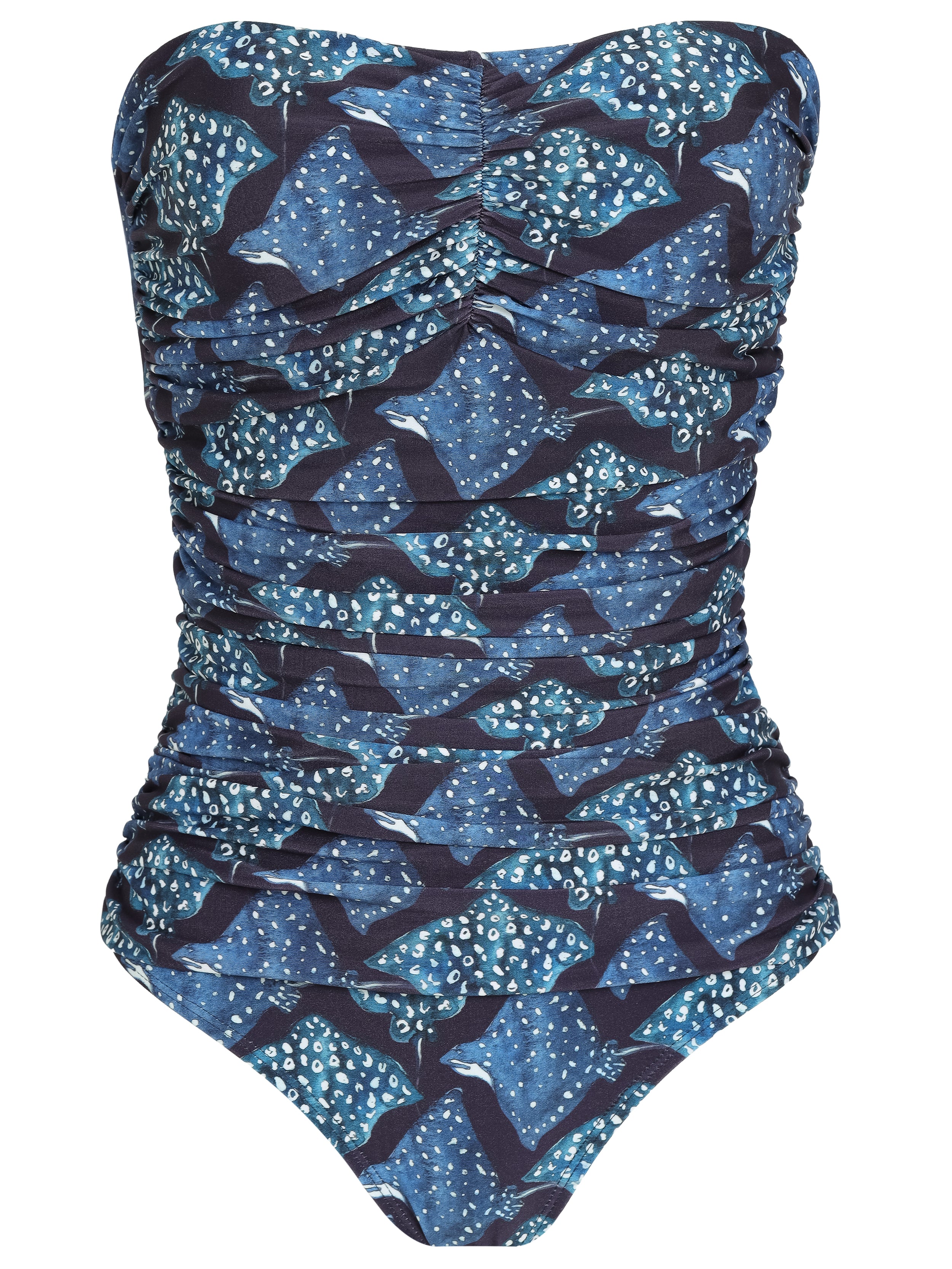 Melissa Stingrays-Print Ruched Strapless Swimsuit