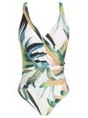 Maisa Foliage-Print Draped Open-Back Swimsuit Sumatra