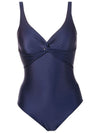 Adriana Blue Plain Twisted Detail Swimsuit