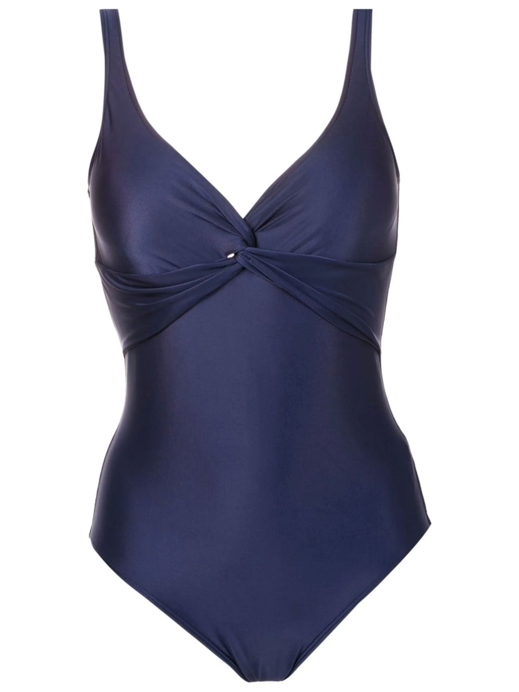 Adriana Blue Plain Twisted Detail Swimsuit