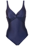 Adriana Blue Plain Twisted Detail Swimsuit