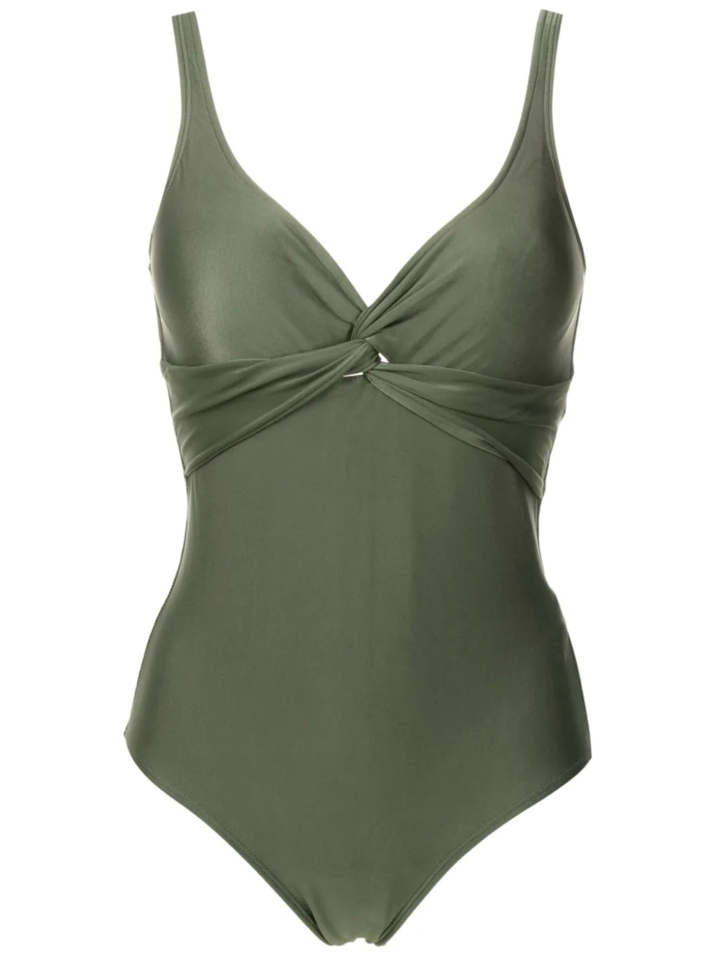 Adriana Green Plain Twisted Detail Swimsuit