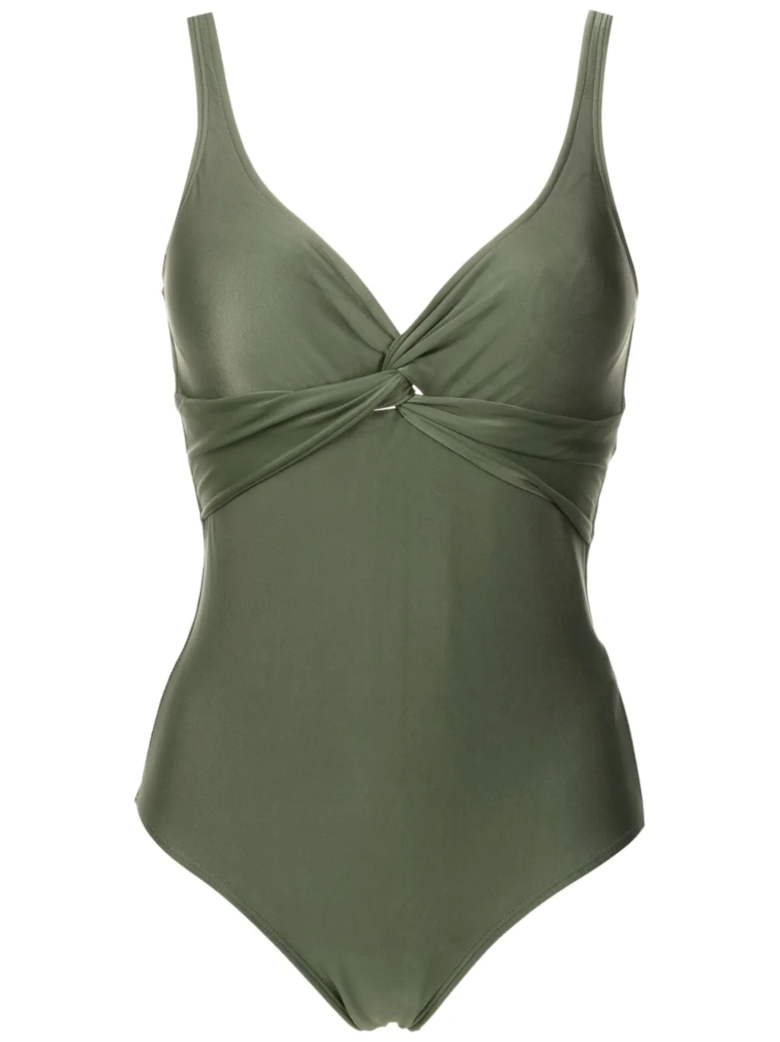 Adriana Green Plain Twisted Detail Swimsuit
