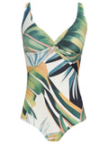 Adriana Green Foliage-Print Twisted Detail Swimsuit