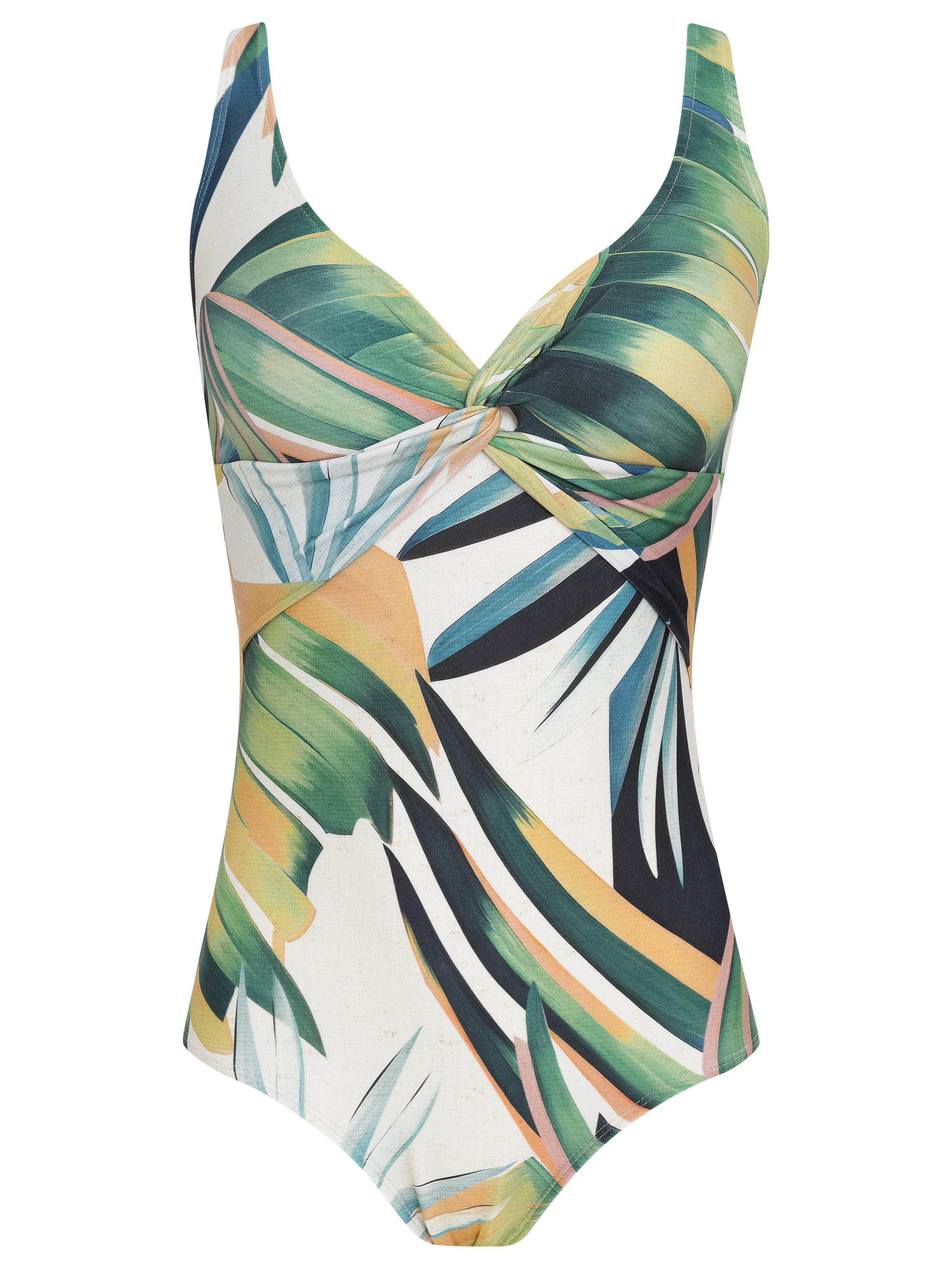 Adriana Green Foliage-Print Twisted Detail Swimsuit