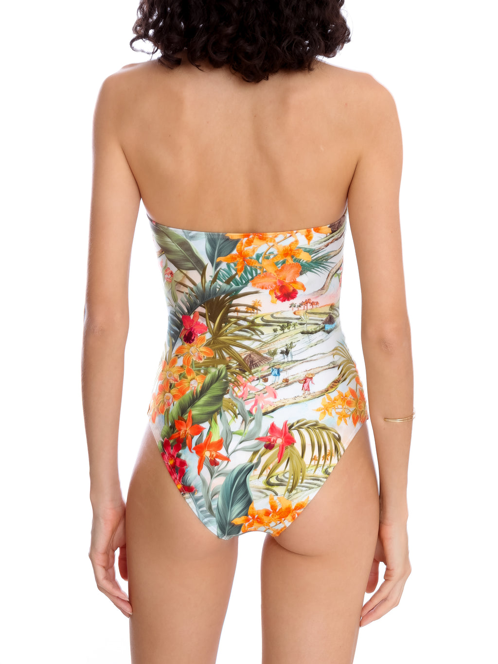 Melissa -Print Ruched Strapless Swimsuit