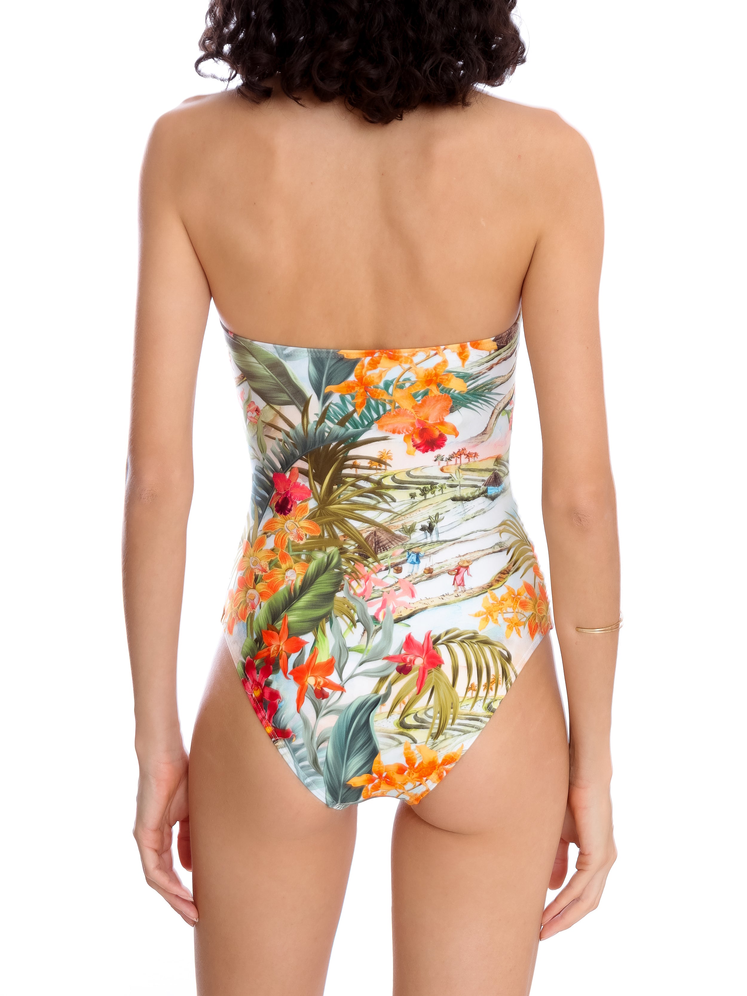Melissa -Print Ruched Strapless Swimsuit