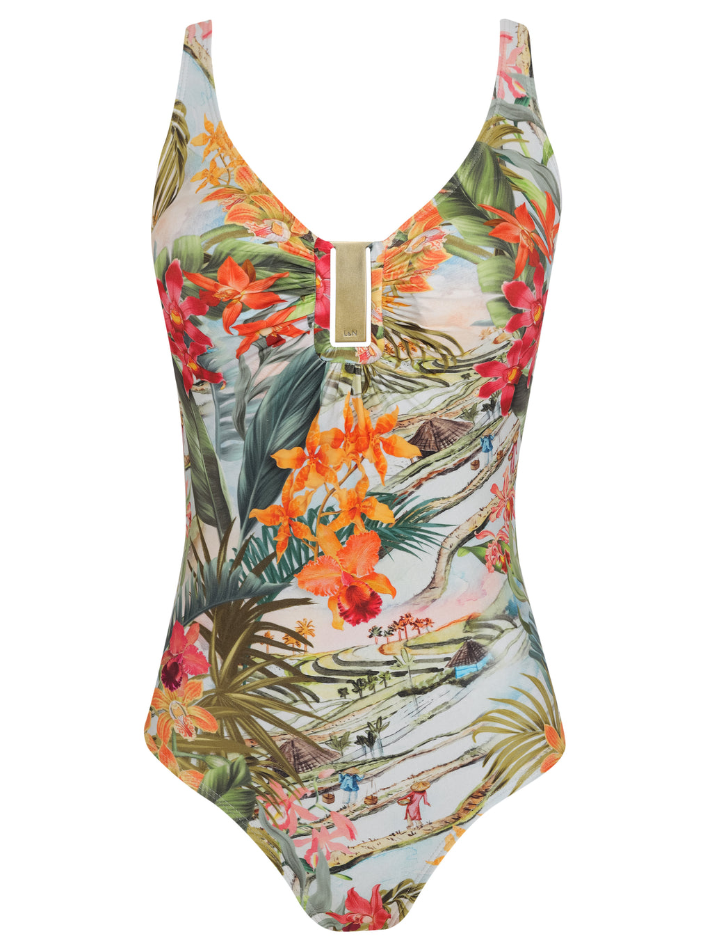 Mirassol Foliage-Print Twisted Detail Swimsuit Laos