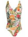 Maisa Foliage-Print Draped Open-Back Swimsuit Laos