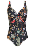 Adriana Floral-Print Twisted Detail Swimsuit Orvalho