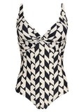 Adriana Geometric-Print Twisted Detail Swimsuit