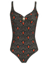 Roberta Geometric-Print Open-Back Swimsuit Cocar
