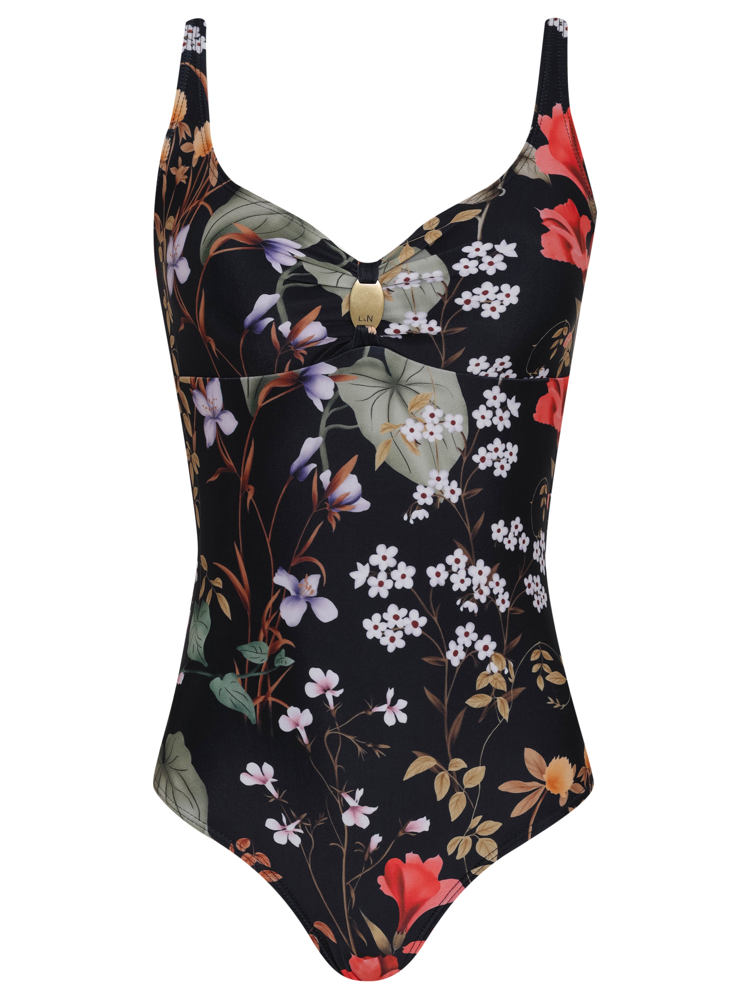 Roberta Floral-Print Open-Back Swimsuit Orvalho