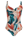 Roberta Foliage-Print Open-Back Swimsuit