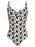 Roberta Geometric-Print Open-Back Swimsuit Zaya