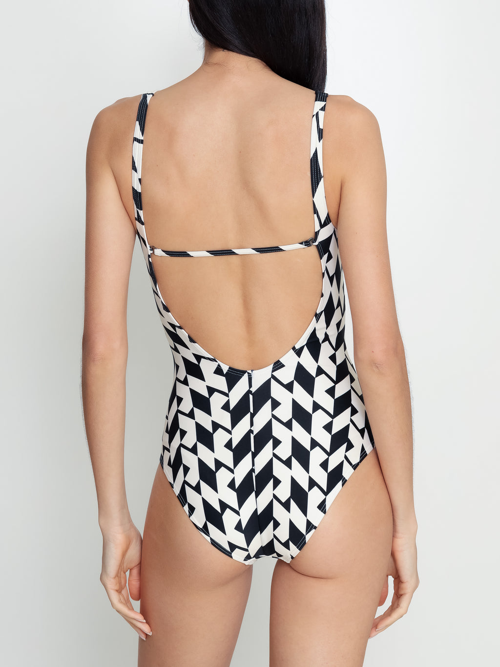 Roberta Geometric-Print Open-Back Swimsuit Zaya