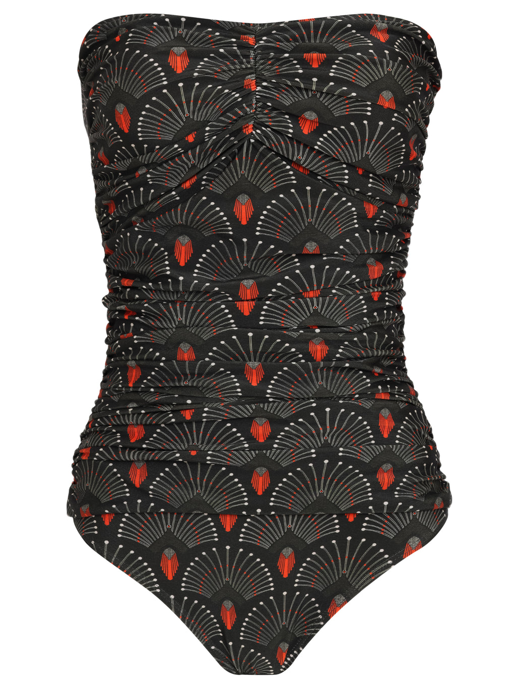 Melissa -Print Ruched Strapless Swimsuit