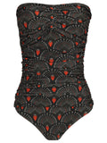 Melissa -Print Ruched Strapless Swimsuit